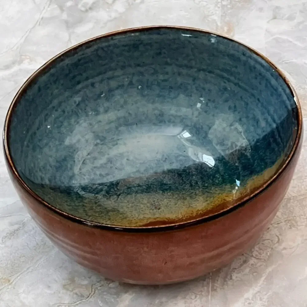 Art Studio Pottery Ceramics Multi-Color Glazed Bowl Handcrafted Artist Signed